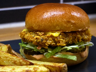 Cornflake Crusted Chicken Burger