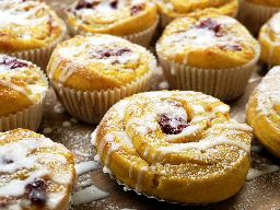 Saffron buns with raspberries